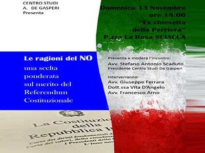 Referendum Costituzionale. Centro Studi De Gasperi organizza convegno per il NO