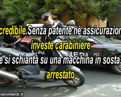 Ubriaco, senza patente né assicurazione, investe carabiniere e finisce su una macchina in sosta: arrestato