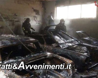 Incendio nella notte: Cinque auto d’epoca distrutte in una rimessa ad Alcamo