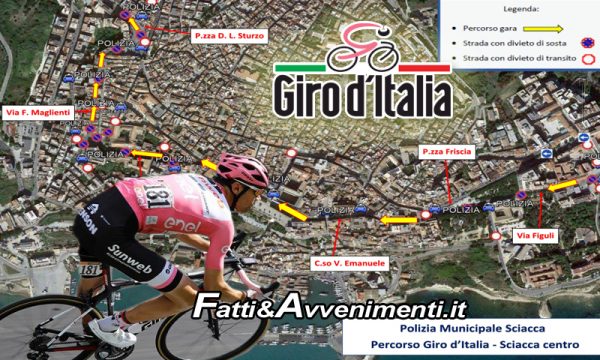 Sciacca, Giro d’Italia. Ecco la disciplina della viabilità stradale per il 9 maggio: strade chiuse, autobus sospesi e percorsi alternativi