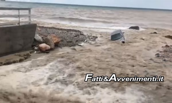 Giardini Naxos. Temporali fanno esondare il Sirina: auto scaraventate a mare, paura per i residenti