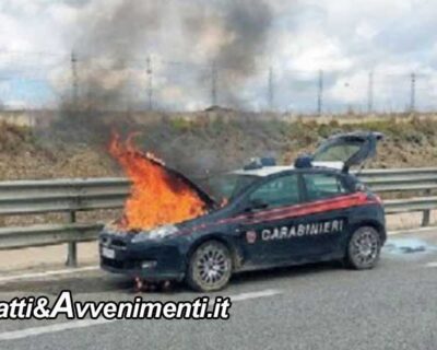 Auto dei Carabinieri va a fuoco sull’autostrada A29 Palermo – Mazara del Vallo: illesi i militari