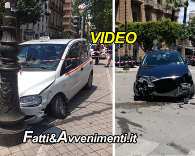 Palermo. Auto si scontra con  taxi che finisce sul marciapiede  e travolge una donna: è grave -VIDEO