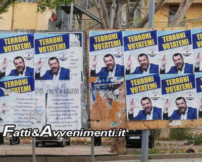 Agrigento, Appaiono manifesti anti-Salvini. Gelarda (Lega): “Non fermeranno la voglia di cambiamento”