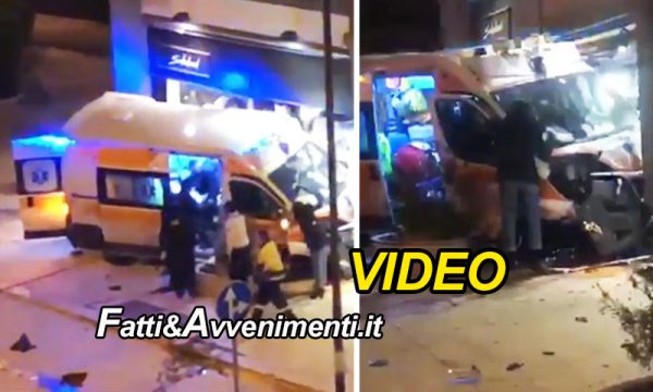Palermo. Scontro tra auto e ambulanza che sfonda una vetrina: 4 i feriti uno estratto dai vigili del fuoco