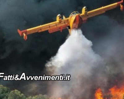 Sambuca (AG). In fiamme il bosco della Resinata che costeggia il lago Arancio: Canadair in azione