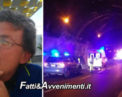 Perde il controllo della moto in galleria sulla A20 Messina – Palermo: muore un centauro 58enne