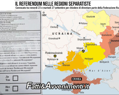Da oggi a martedì referendum in regioni di Donetsk, Luhansk, Kherson e Zaporizhzhia su annessione a Russia