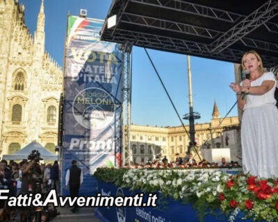 Meloni chiarisce: “no a governi arcobaleno” e sull’UE: “finita pacchia, difenderemo l’Italia”