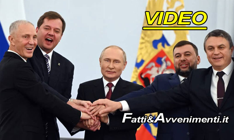 Oggi cerimonia annessione al Cremlino. Putin: “Occidente satanista, con Kiev discutiamo, ma regioni restano russe”