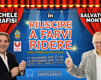 Salvatore Monte presenta la commedia “Riuscire a farvi Ridere” in scena il 17 e 18 dicembre a Sambuca