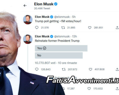 Trump tornerà su Twitter? Musk apre sondaggio: “Vox populi, Vox Dei”, ecco dove votare