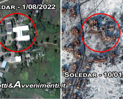 Soledar adesso e come era sei mesi fa: la città completamente distrutta dalla guerra vista dal satellite