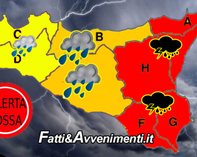 Meteo, 9 febbraio: Allerta Rossa per Sicilia Orientale, Allerta Arancione e gialla per il resto dell’Isola