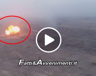 Lo sminatore russo UR-77 Meteorit distrugge un deposito di munizioni ucraino: la devastante esplosione in video