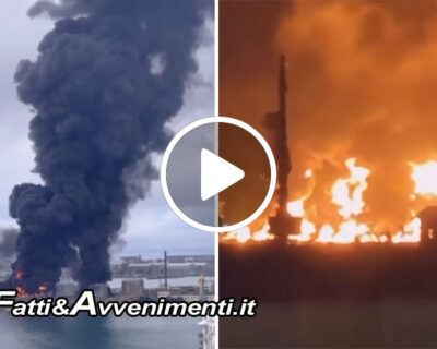 Deposito petrolifero del porto di Sebastopoli in fiamme: ucraini hanno attaccato con droni
