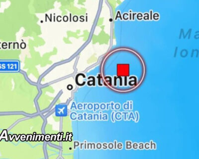 Scossa di terremoto a Catania di magnitudo 4.4: non si registrano danni significativi alle strutture