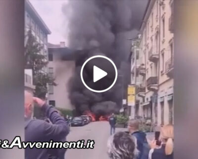 Milano. Bombole di ossigeno scoppiano su un furgone parcheggiato in strada: un ferito, fuoco e fiamme